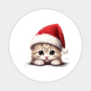 Christmas Peeking Baby Cat Magnet